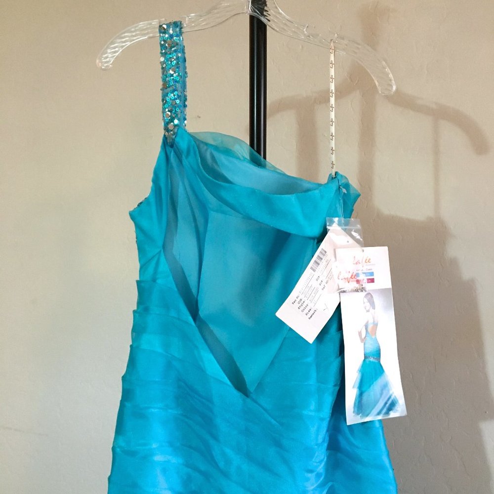 RARE Lafee Jasmine Pageant Prom Mermaid Party Dress Blue 12 NWT - Picture 8 of 12